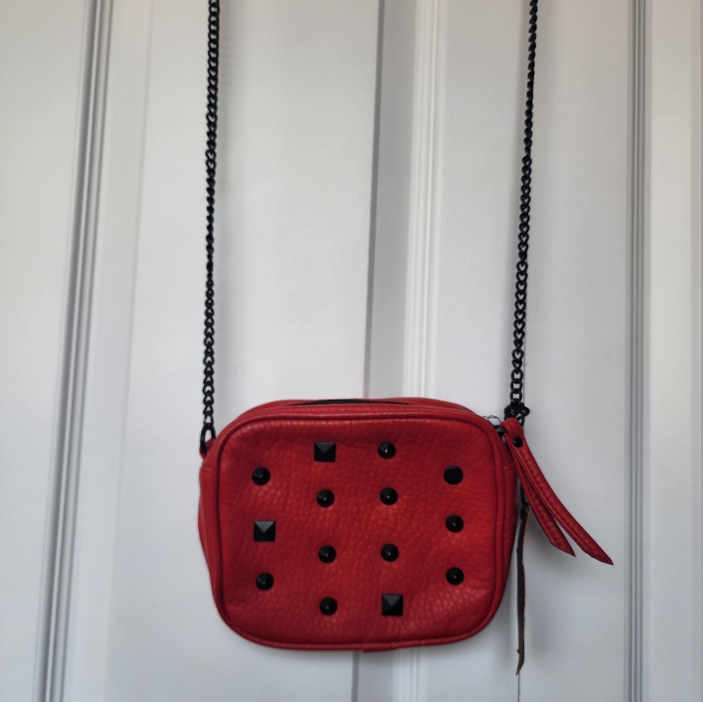 Red Studded Crossbody Bag